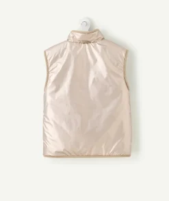 Blouson sans manches fille réversible beige zippé