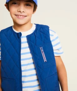 Blouson sans manches garçon matelassé bleu nuit
