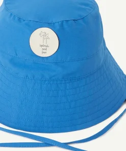 Bob anti-uv bébé garçon bleu avec cordons