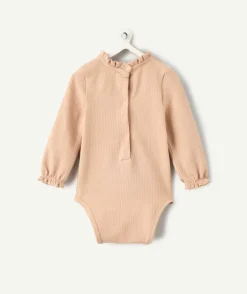 Body bébé fille beige col volanté