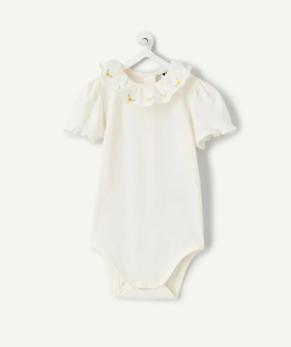 Body bébé fille blanc à col brodé