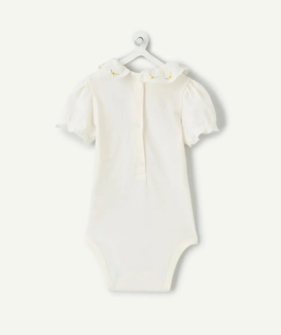 Body bébé fille blanc à col brodé