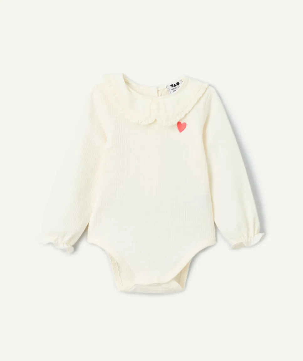 Body bébé fille blanc col volanté