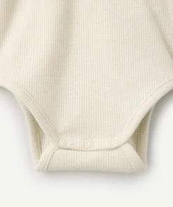 Body bébé fille côtelé à col volanté écru