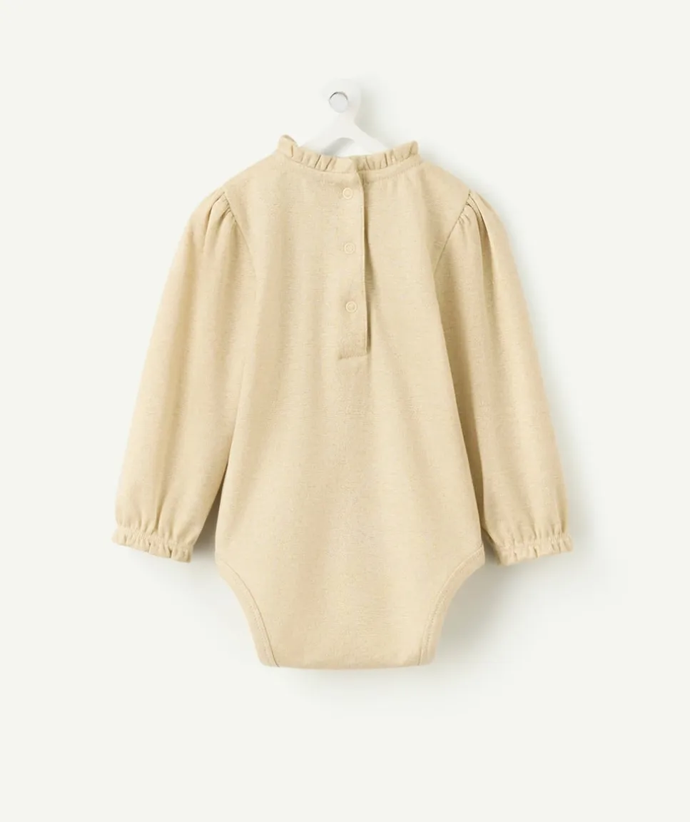 Body bébé fille à emmanchures longues beige