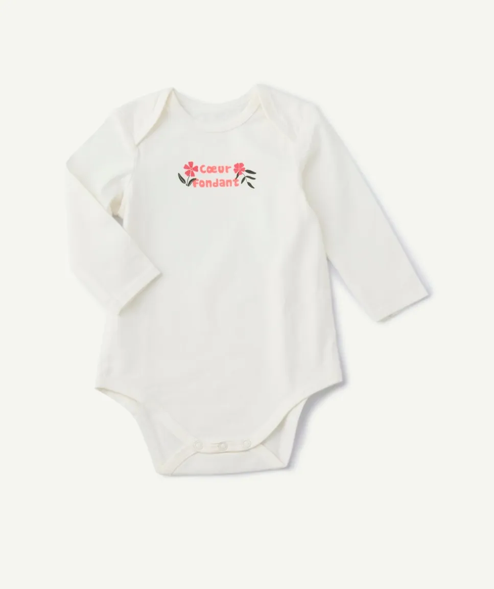Body blanc bébé fille imprimé message rose