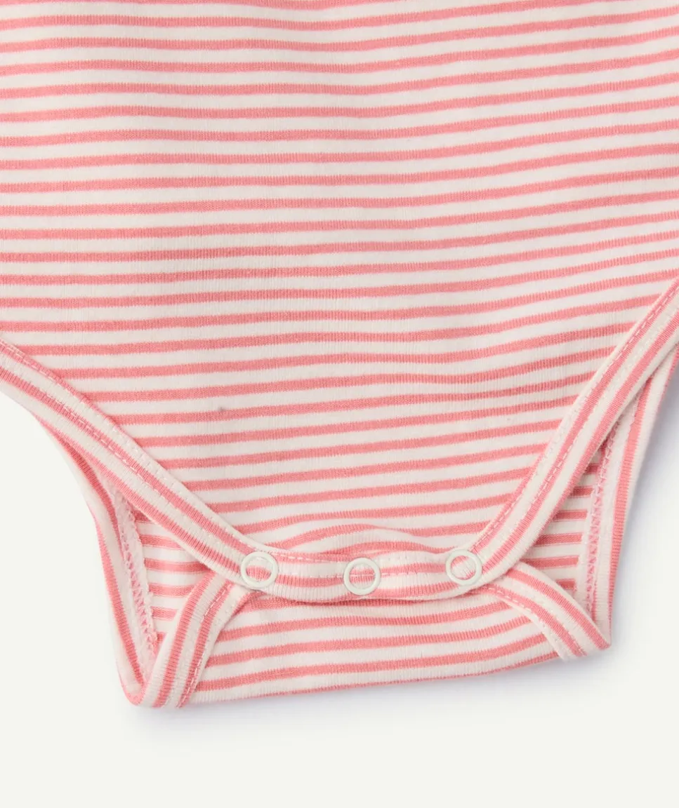Body cache-coeur rayé rose bébé fille