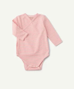 Body cache-coeur rayé rose bébé fille