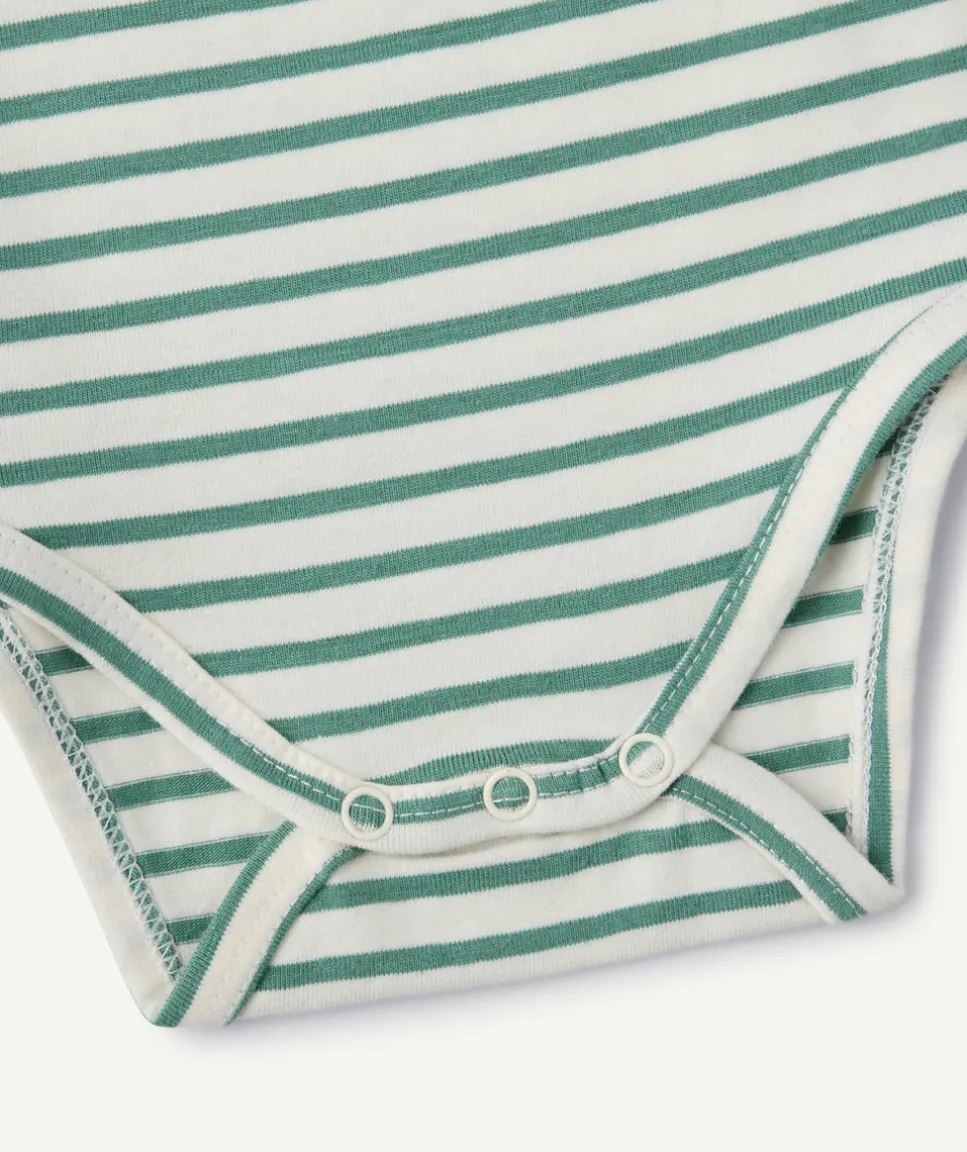 Body manches longues bébé rayé vert