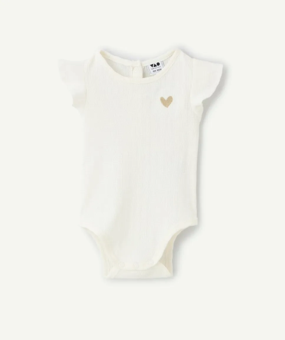 Body t-shirt bébé fille blanc imprimé cœur