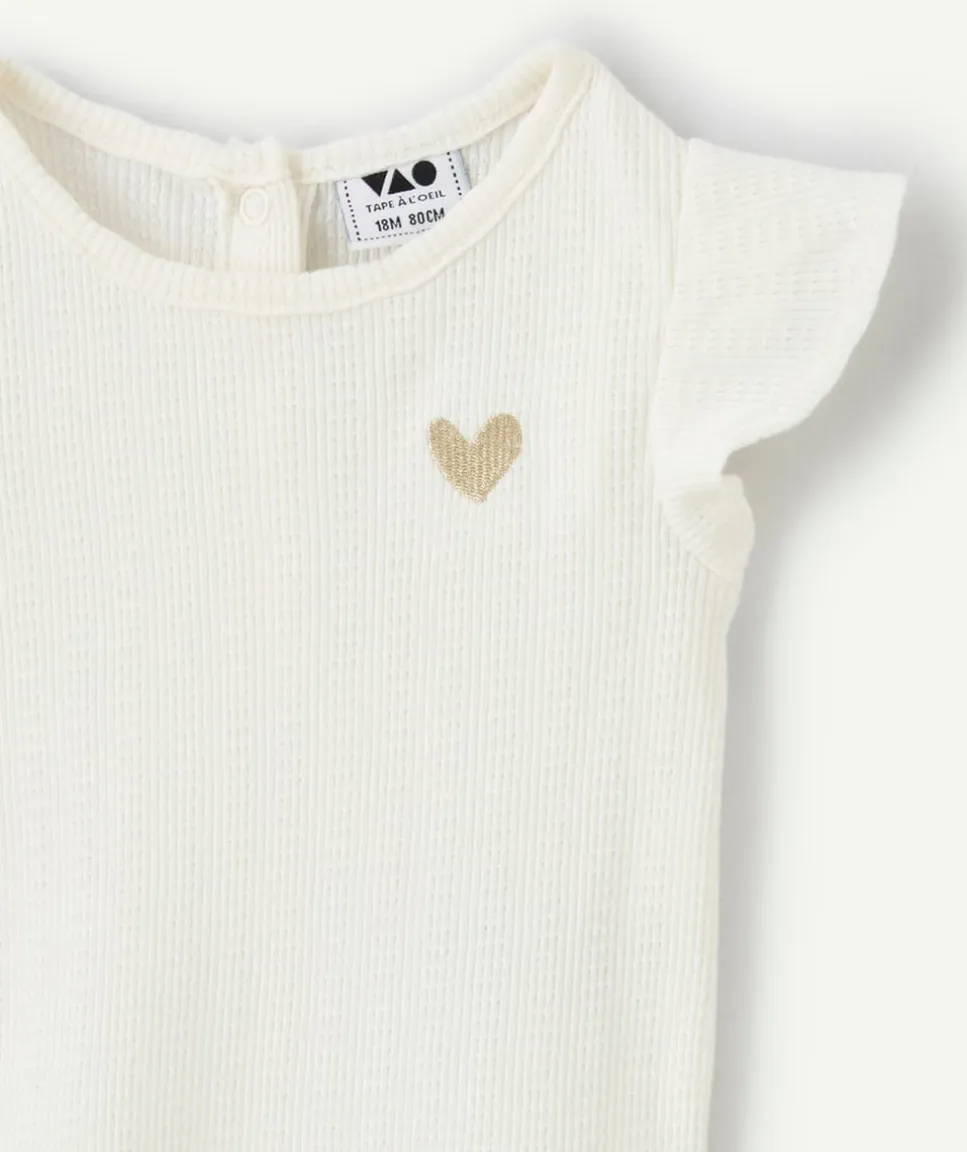 Body t-shirt bébé fille blanc imprimé cœur