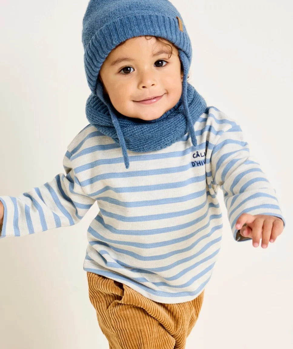 Bonnet bébé garçon en fibres recyclées bleu marine