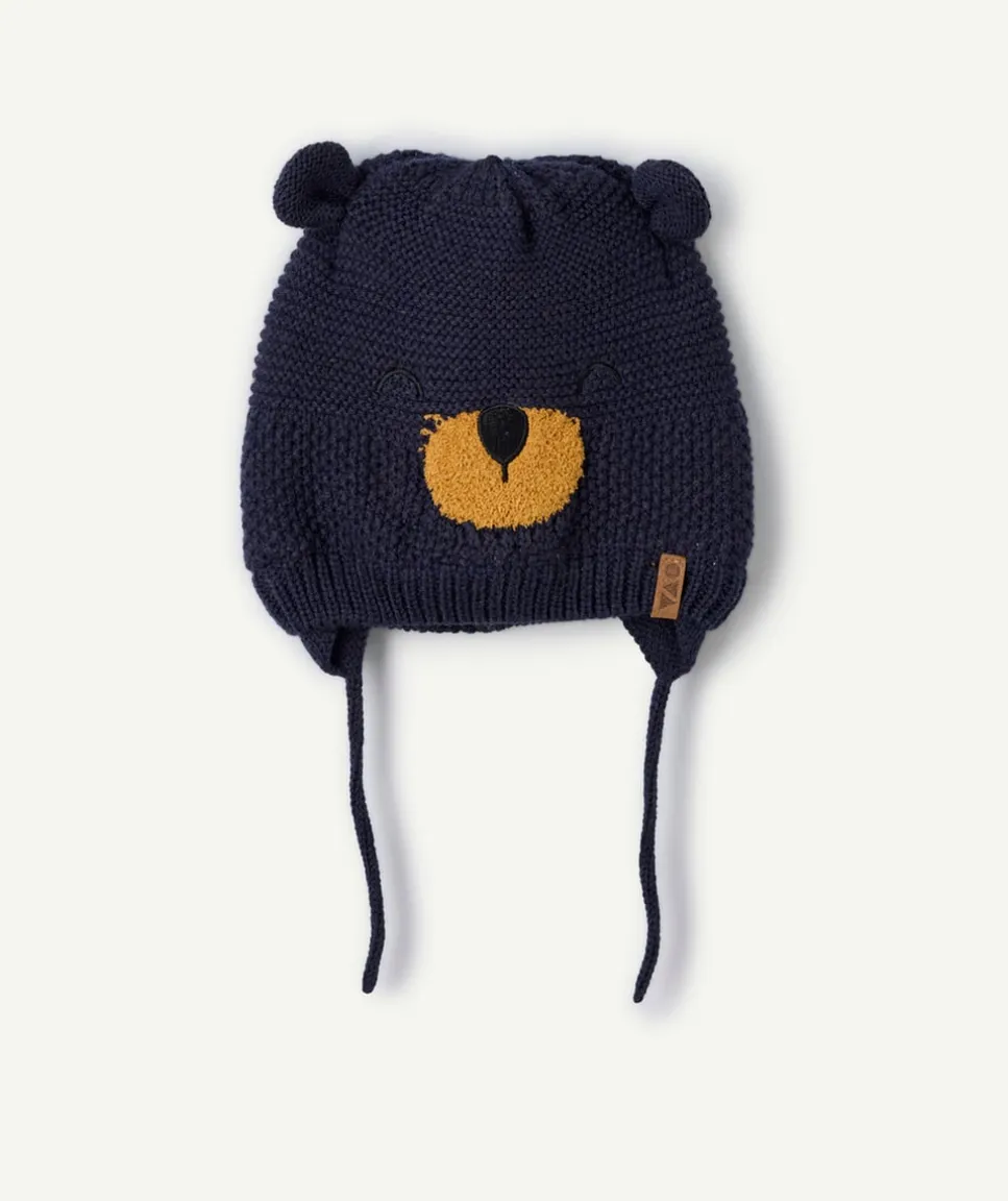 Bonnet bébé garçon ours bleu marine