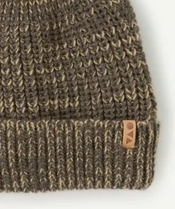 Bonnet garçon en tricot chiné kaki