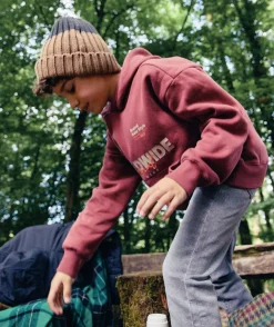 Bonnet garçon tricoté en fibres recyclées bicolore
