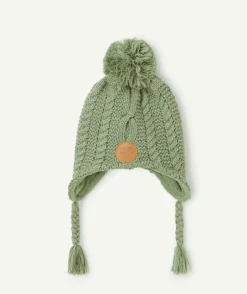 Bonnet péruvien bébé garçon vert avec pompon