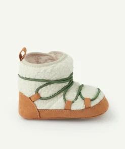 Bottes bébé garçon sherpa beige et vert