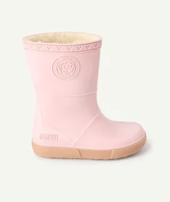 Bottes de pluie fille rose avec doublure chaude
