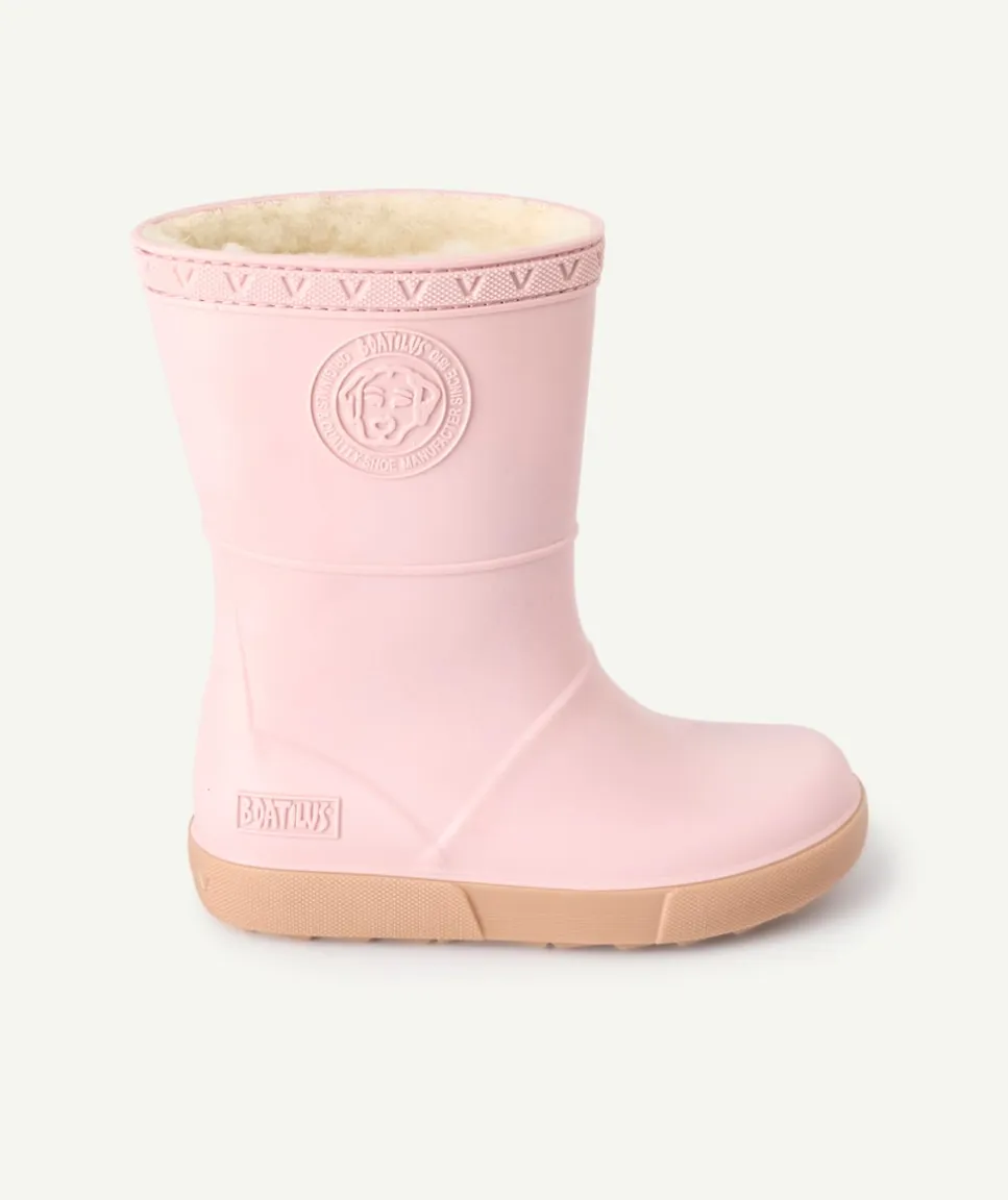 Bottes de pluie fille rose avec doublure chaude