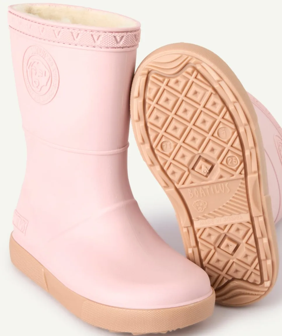 Bottes de pluie fille rose avec doublure chaude