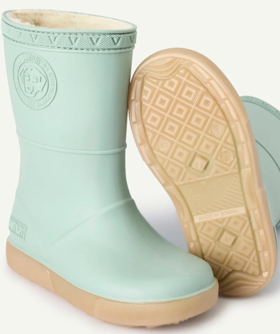 Bottes de pluie fille vert avec doublure chaude