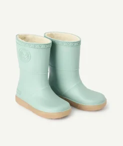 Bottes de pluie fille vert avec doublure chaude