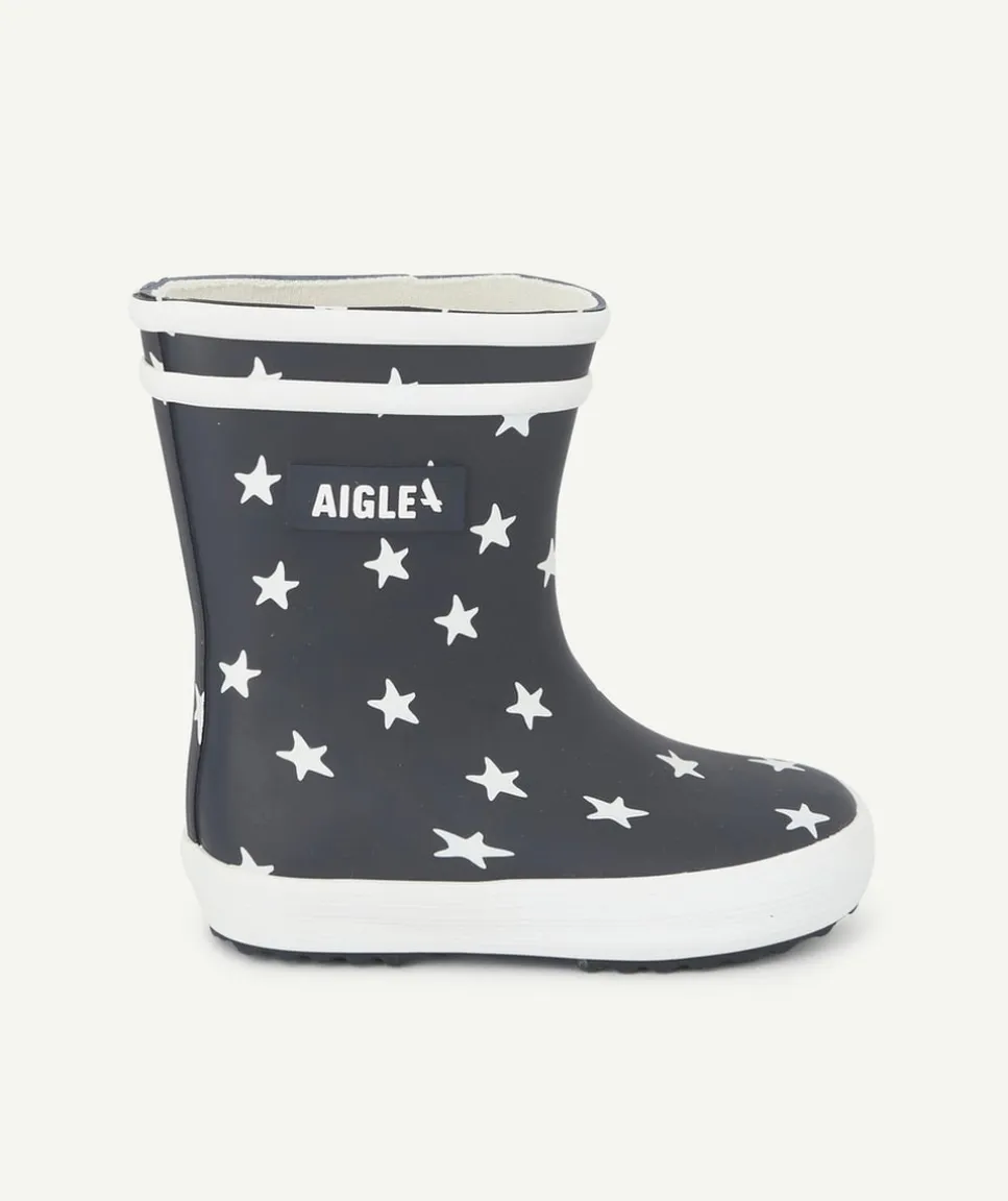 Bottes en caoutchouc premiers pas baby flac bleu marine étoiles