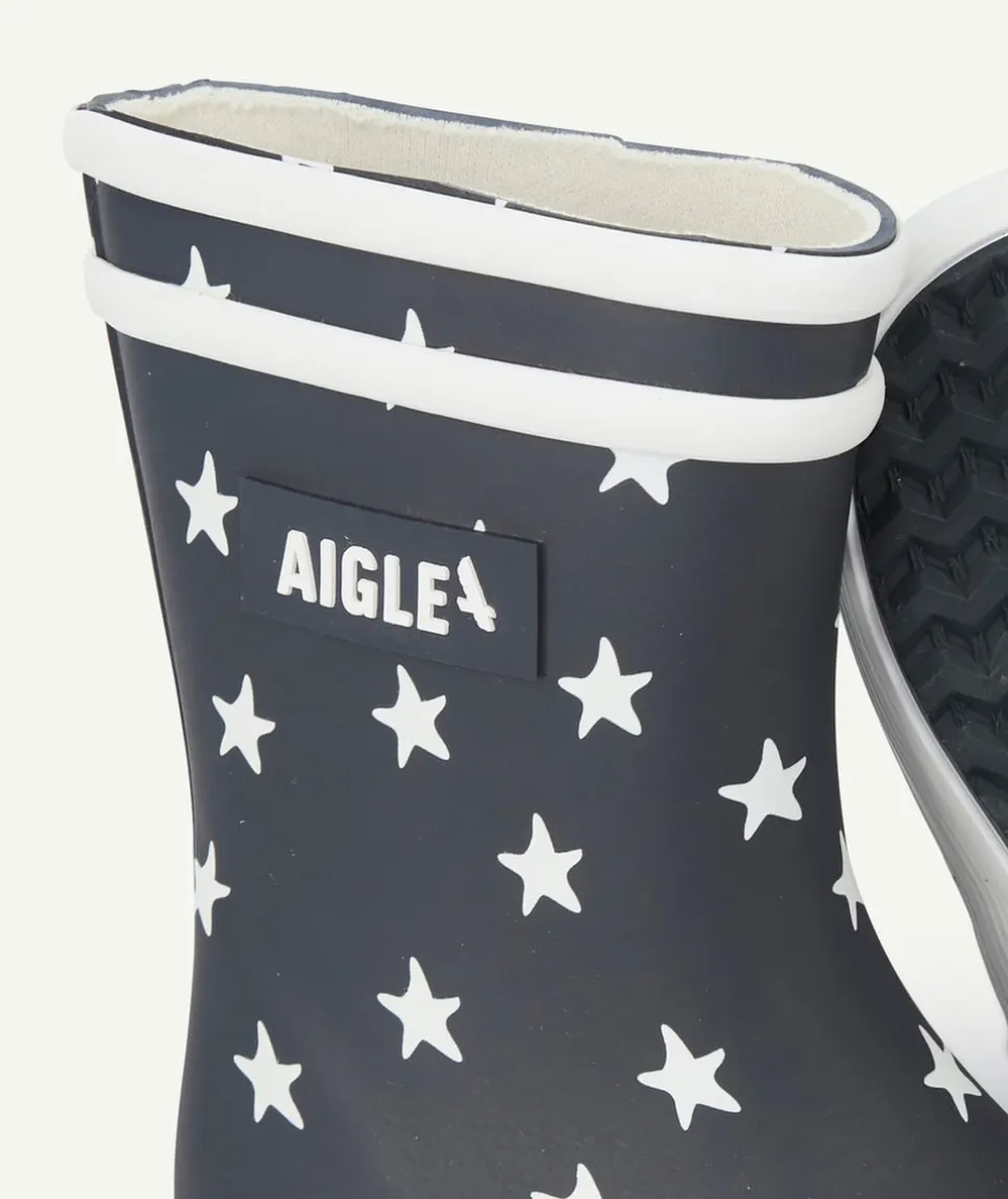 Bottes en caoutchouc premiers pas baby flac bleu marine étoiles