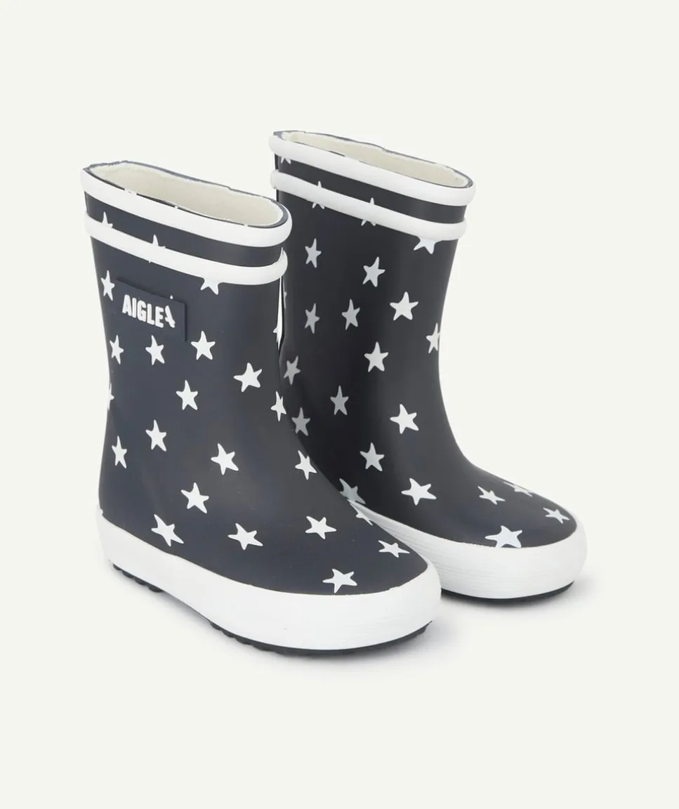 Bottes en caoutchouc premiers pas baby flac bleu marine étoiles
