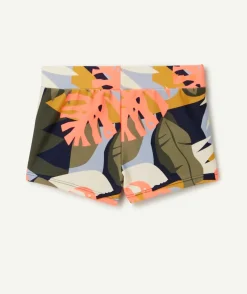 Boxer de bain garçon en fibres recyclées avec imprimé feuilles