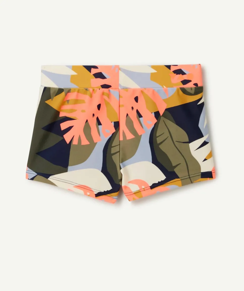 Boxer de bain garçon en fibres recyclées avec imprimé feuilles