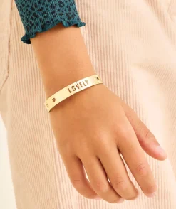 Bracelet jonc fille couleur dorée et étoilé avec message