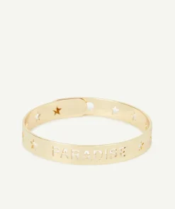 Bracelet jonc fille couleur dorée et étoilé avec message