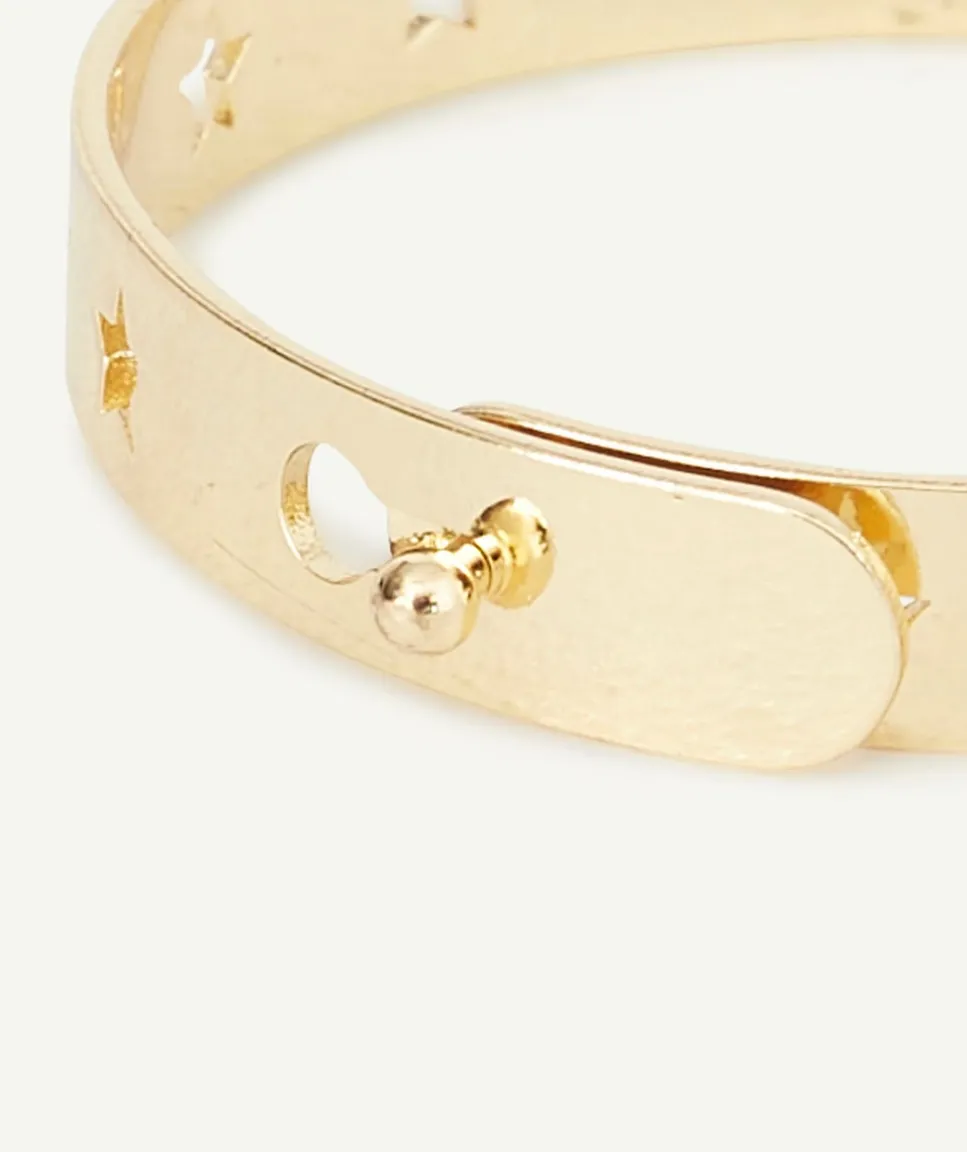 Bracelet jonc fille couleur dorée et étoilé avec message