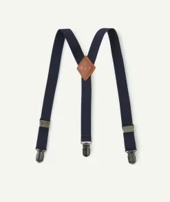 Bretelles réglables garçon bleu marine et marron