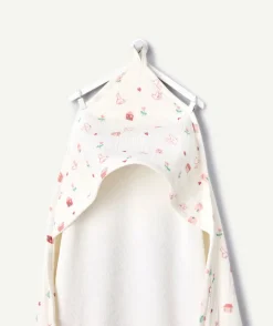 Cape de bain bébé fille blanche imprimés oiseaux