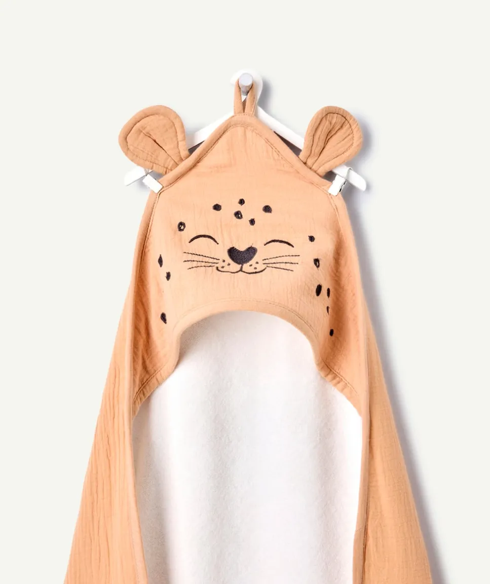 Cape de bain mixte léopard beige