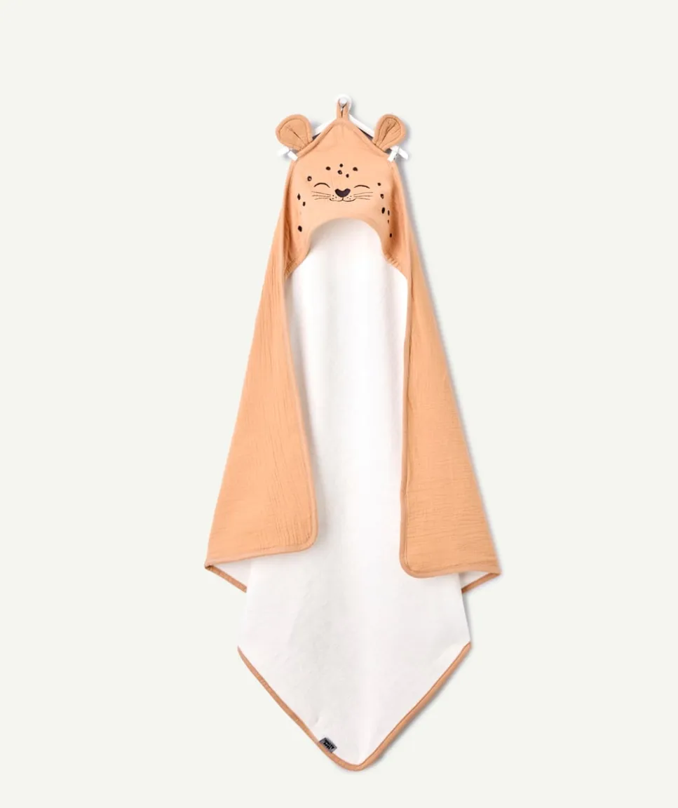 Cape de bain mixte léopard beige