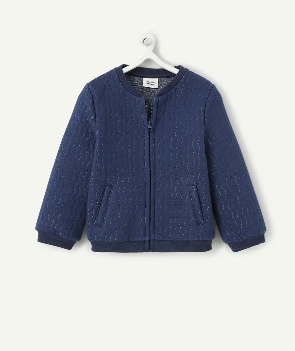 Cardigan bébé fille bleu marine avec fils couleur argentée