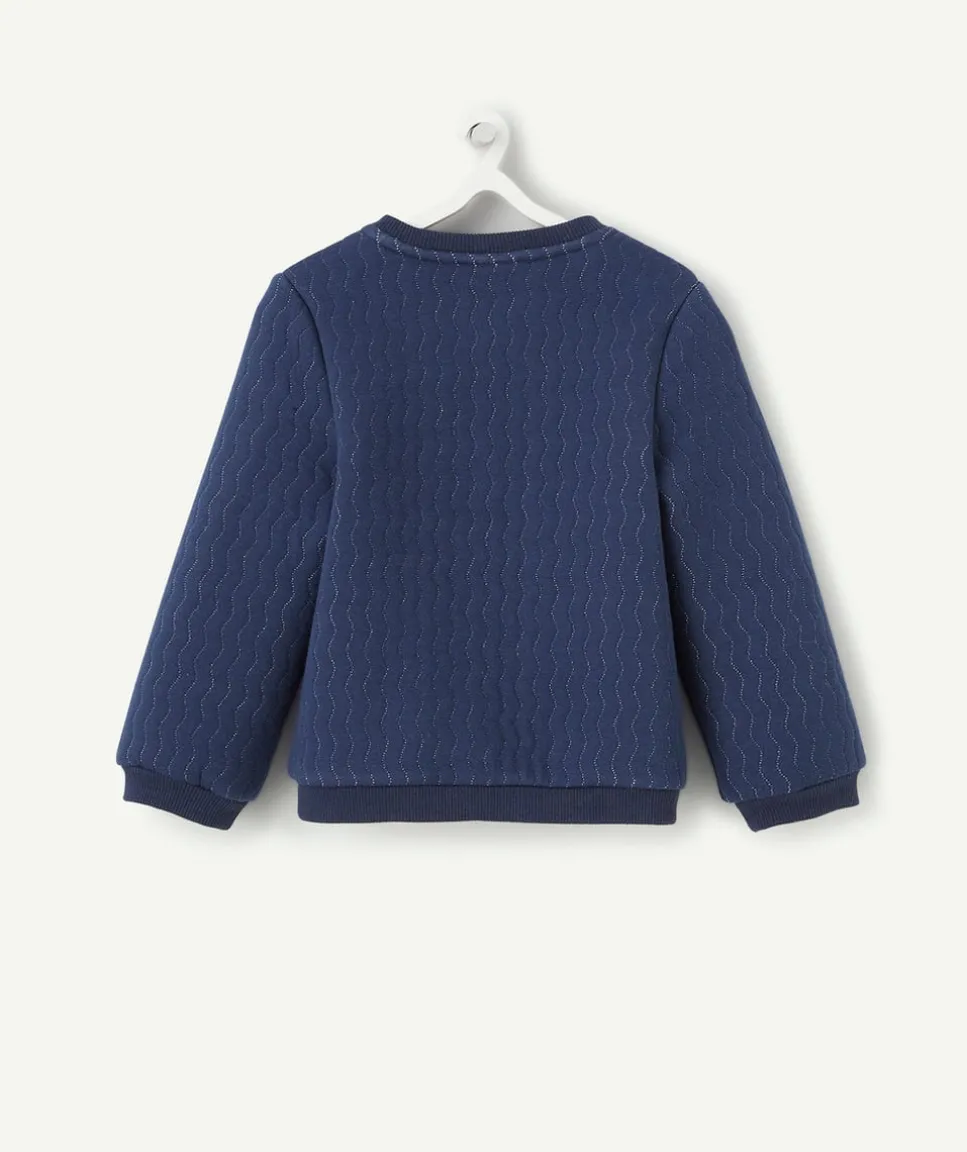 Cardigan bébé fille bleu marine avec fils couleur argentée
