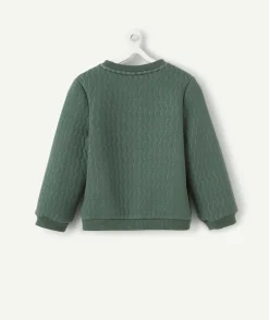 Cardigan bébé fille vert avec fils couleur argentée