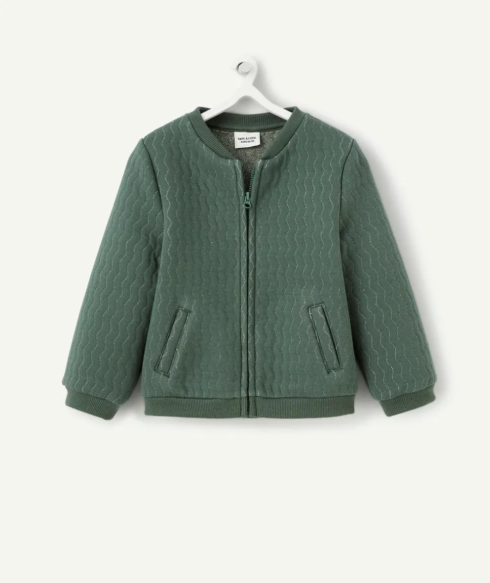 Cardigan bébé fille vert avec fils couleur argentée