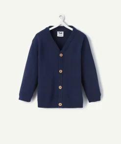 Cardigan bébé garçon en coton bio bleu marine