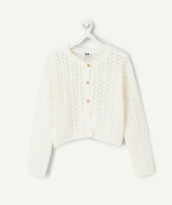 Cardigan fille en crochet blanc