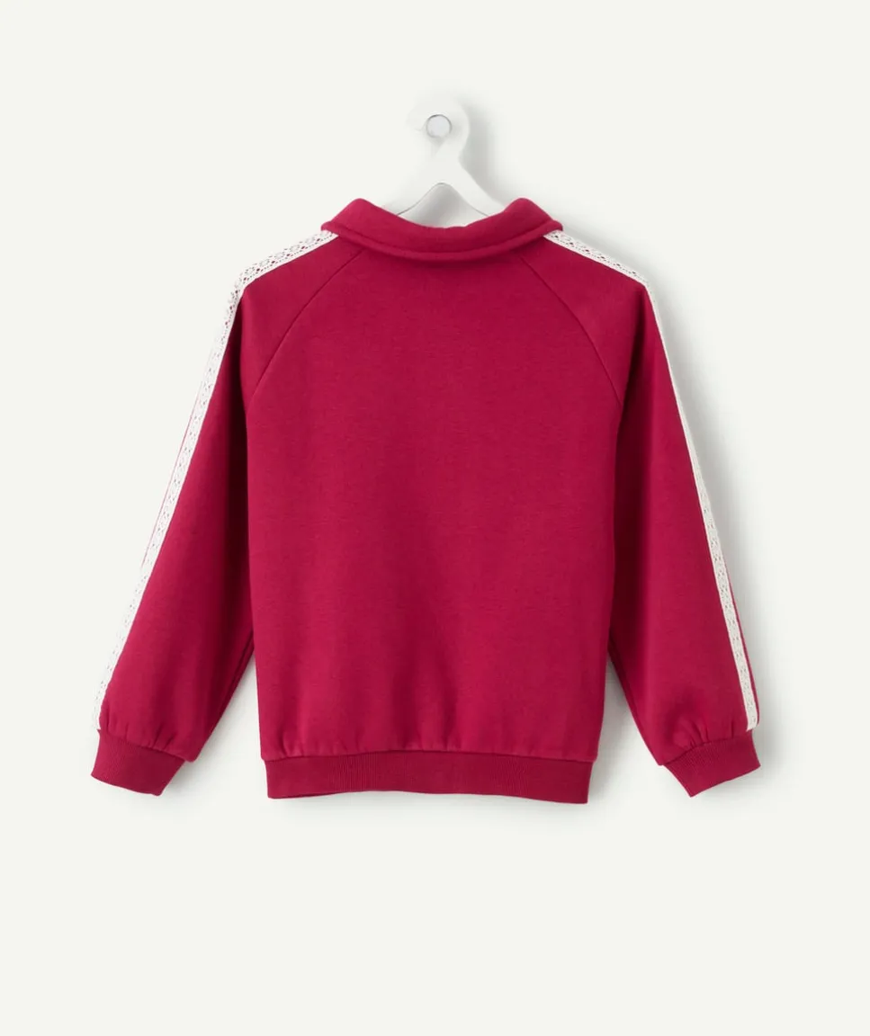 Cardigan fille zippé bordeaux message