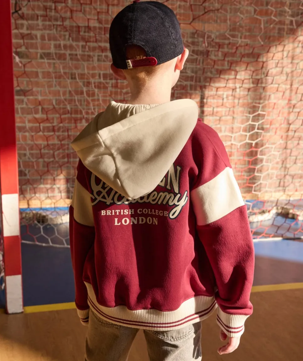 Cardigan garçon bicolore à capuche imprimé