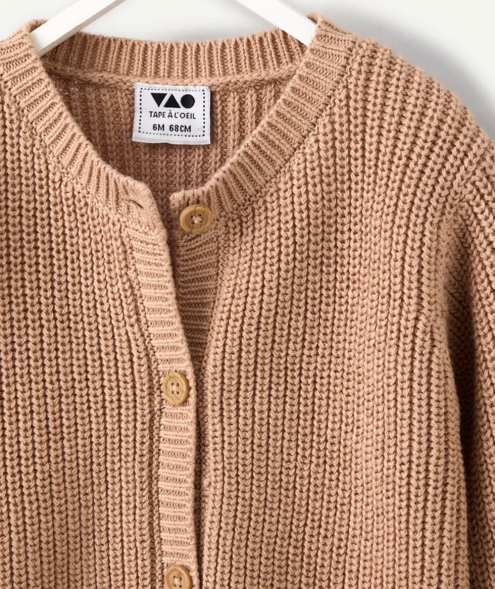 Cardigan naissance fille beige