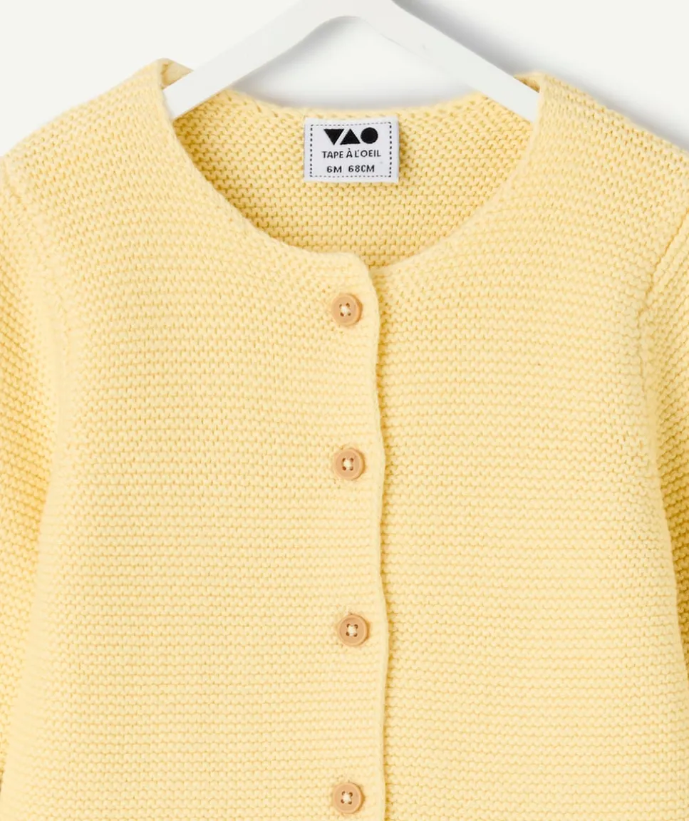 Cardigan naissance fille jaune