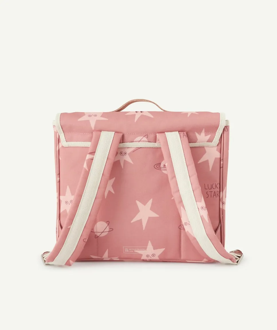 Cartable primaire fille rose imprimé étoilé