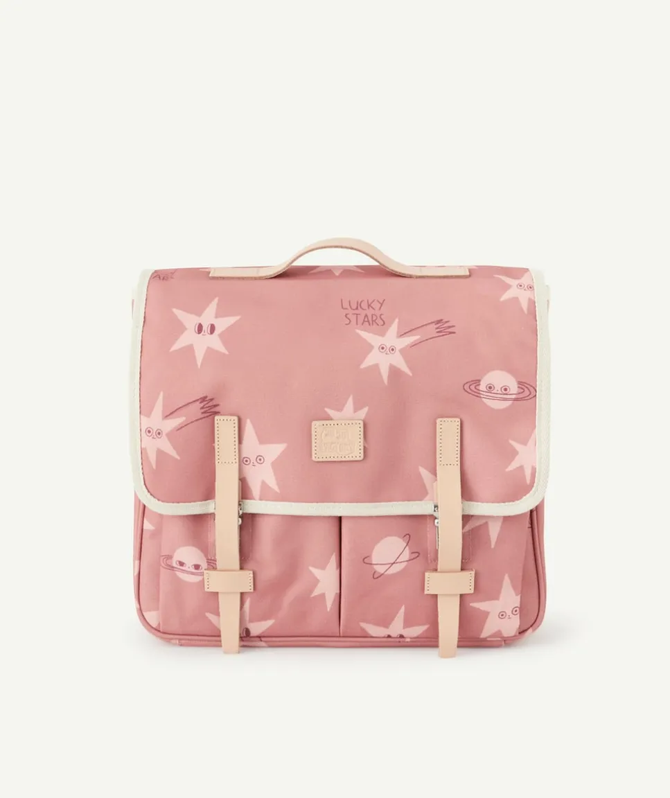Cartable primaire fille rose imprimé étoilé